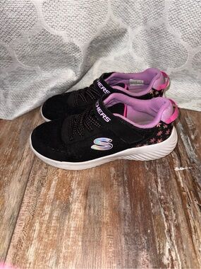 Skechers Kids Black & Pink Floral Slip-On Sneakers
